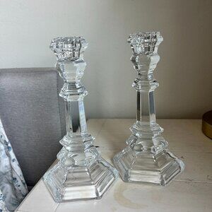 Tiffany & Co. Pair of Plymouth 8" Crystal Candlesticks Candle Holders